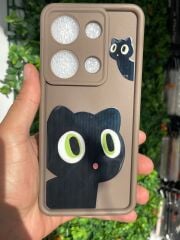Redmi Note 13 Pro 4G Uyumlu Kahverengi Slikon Baskılı Kılıf