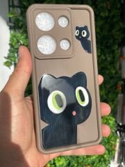 Redmi Note 13 Pro 4G Uyumlu Kahverengi Slikon Baskılı Kılıf