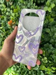 Redmi 14 C Uyumlu Mor Simli Baskılı Kılıf