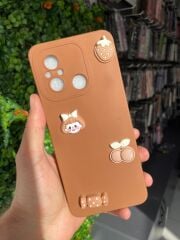 Redmi 12 C Uyumlu Kahverengi Ayıcık Yapıştırmalı Kılıf