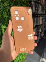 Redmi 12 C Uyumlu Kahverengi Ayıcık Yapıştırmalı Kılıf