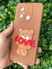 Redmi 12 C Uyumlu Kahverengi Ayıcık Yapıştırmalı Kılıf