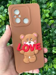 Redmi 12 C Uyumlu Kahverengi Ayıcık Yapıştırmalı Kılıf