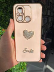 Redmi 12 C Uyumlu Pembe Taş Desenli Parlak Kılıf