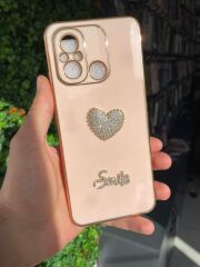 Redmi 12 C Uyumlu Pembe Taş Desenli Parlak Kılıf