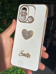 Redmi 12 C Uyumlu Beyaz Taş Desenli Parlak Kılıf