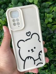 Redmi Note 11 - Note 11 S Uyumlu Beyaz Ayıcık Desenli Slikon Kılıf