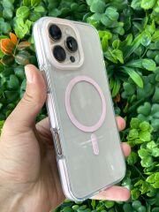 iPhone 16 Pro Uyumlu Pembe Çizgili Slikon Kılıf Şık Tasarım Üstün Koruma