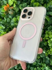 iPhone 16 Pro Uyumlu Pembe Çizgili Slikon Kılıf Şık Tasarım Üstün Koruma