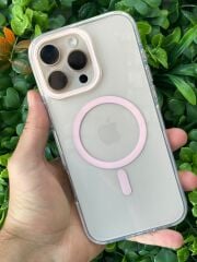 iPhone 16 Pro Max Uyumlu Pembe Çizgili Slikon Kılıf Şık Tasarım Üstün Koruma