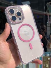 iPhone 16 Pro Max Uyumlu Parlak Pembe Çizgili Slikon Kılıf Şık Tasarım Üstün Koruma
