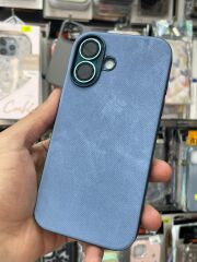 iPhone 16 Uyumlu Arkası Kadife içi Süet  Yanlar Slikon Kılıf Mavi Renk
