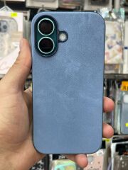 iPhone 16 Uyumlu Arkası Kadife içi Süet  Yanlar Slikon Kılıf Mavi Renk