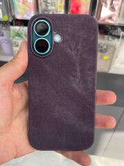 iPhone 16 Uyumlu Arkası Kadife içi Süet  Yanlar Slikon Kılıf Bordo Renk