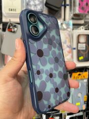iPhone 16 Uyumlu Kenarlar Airbag Tasarımlı Üstün Koruma Papatya Desenli Kılıf Mavi