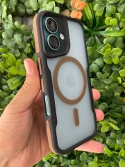 iPhone 16 Uyumlu Kahverengi Çizgili Kılıf – Airbag Köşe Koruma, Kamera Korumalı Silikon Tasarım
