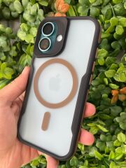iPhone 16 Uyumlu Kahverengi Çizgili Kılıf – Airbag Köşe Koruma, Kamera Korumalı Silikon Tasarım