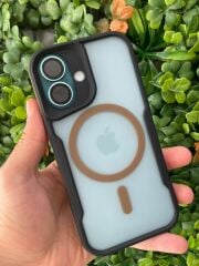 iPhone 16 Uyumlu Kahverengi Çizgili Kılıf – Airbag Köşe Koruma, Kamera Korumalı Silikon Tasarım