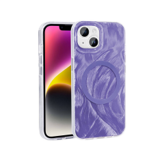 Apple iPhone 15 Kılıf M-safe Şarj Özellikli Fırça Boya Desenli Zore Palet Kapak