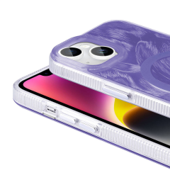 Apple iPhone 15 Kılıf M-safe Şarj Özellikli Fırça Boya Desenli Zore Palet Kapak