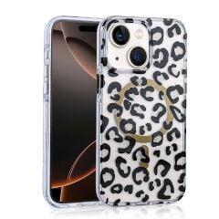 Apple iPhone 15 Kılıf M-safe Şarj Özellikli Zore Jago Kapak Siyah Kahve