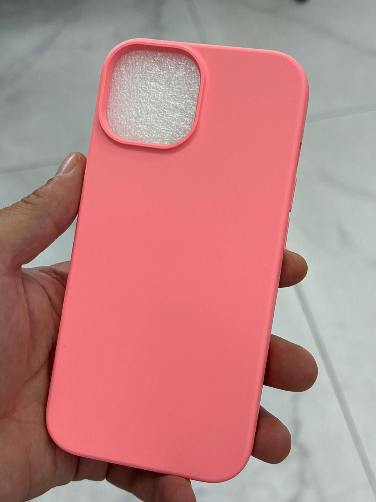 iPhone 15 Uyumlu Pembe Renk Slikon Kılıf İçi Süet