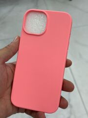 iPhone 15 Uyumlu Pembe Renk Slikon Kılıf İçi Süet