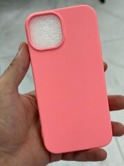 iPhone 15 Uyumlu Pembe Renk Slikon Kılıf İçi Süet