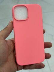 iPhone 15 Uyumlu Pembe Renk Slikon Kılıf İçi Süet