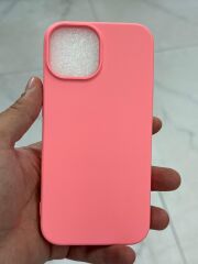 iPhone 15 Uyumlu Pembe Renk Slikon Kılıf İçi Süet