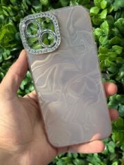 iPhone 15 Uyumlu Kamera Korumalı Yanları Slikon Kamera Etrafı Taşlı Kılıf