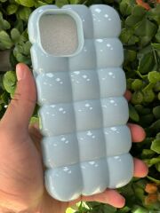 iPhone 15 Uyumlu Mavi Renk Baklava Desenli Şişkin Kılıf