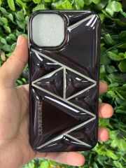 iPhone 15 Uyumlu Parlak Aynalı Şık Desenli Siyah Kılıf