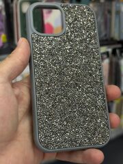 iPhone 15 Uyumlu Gri Taşlı Parlayan Kılıf