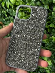 iPhone 15 Uyumlu Gri Taşlı Parlayan Kılıf