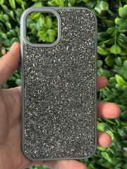 iPhone 15 Uyumlu Gri Taşlı Parlayan Kılıf