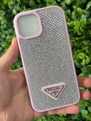 iPhone 15 Uyumlu Taşlı Pembe Renk Kılıf İçi Süet
