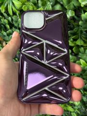 iPhone 15 Uyumlu Mor Renk Parlak Kılıf Baklava Desenli Şık Tasarım Kamera Korumalı