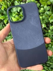 iPhone 15 Uyumlu Arkası Yarı Nubuk Kadife Desenli Sert İnce Kılıf