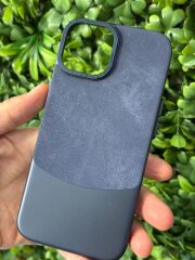 iPhone 15 Uyumlu Arkası Yarı Nubuk Kadife Desenli Sert İnce Kılıf