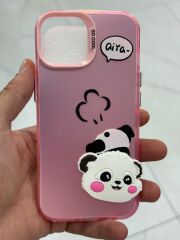 iPhone 15 Uyumlu Pembe Ayıcık 3D Baskılı Yanları Slikon Kılıf
