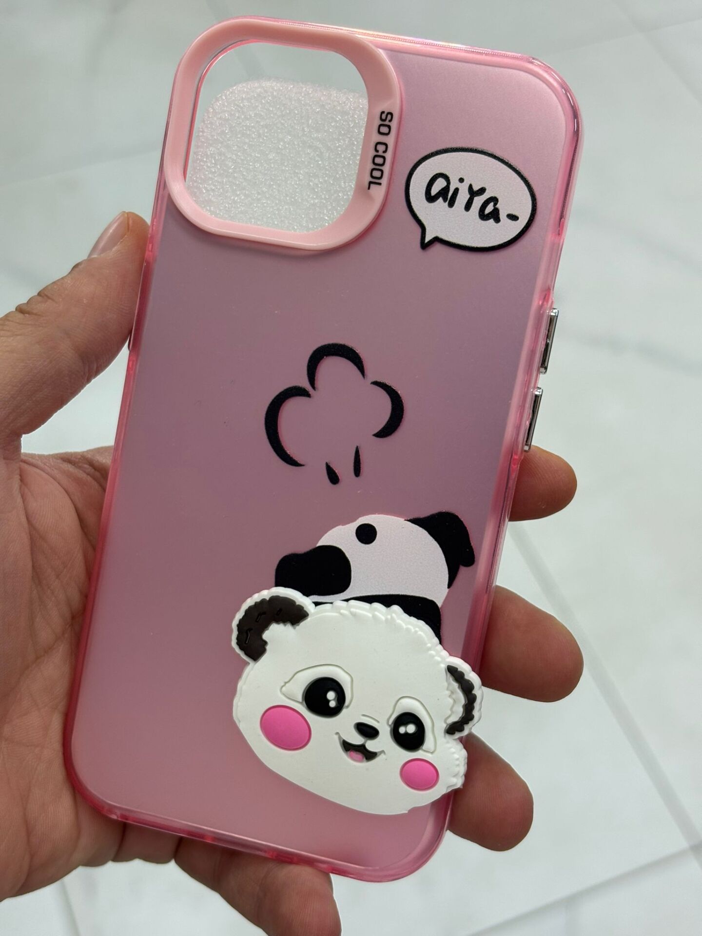 iPhone 15 Uyumlu Pembe Ayıcık 3D Baskılı Yanları Slikon Kılıf