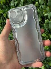 iPhone 15 Uyumlu Parlak Gri Renk Şişme Kılıf