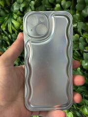 iPhone 15 Uyumlu Parlak Gri Renk Şişme Kılıf