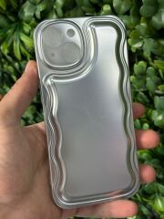 iPhone 15 Uyumlu Parlak Gri Renk Şişme Kılıf