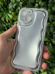 iPhone 15 Uyumlu Parlak Gri Renk Şişme Kılıf