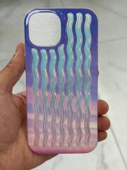 Apple iPhone 15 Uyumlu Dalgalı Renkli Kabartmalı Transparan Kılıf
