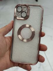 Apple iPhone 15 Uyumlu Kamera Korumalı Lazer Kesim PEMBE KILIF