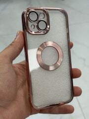 Apple iPhone 15 Uyumlu Kamera Korumalı Lazer Kesim PEMBE KILIF