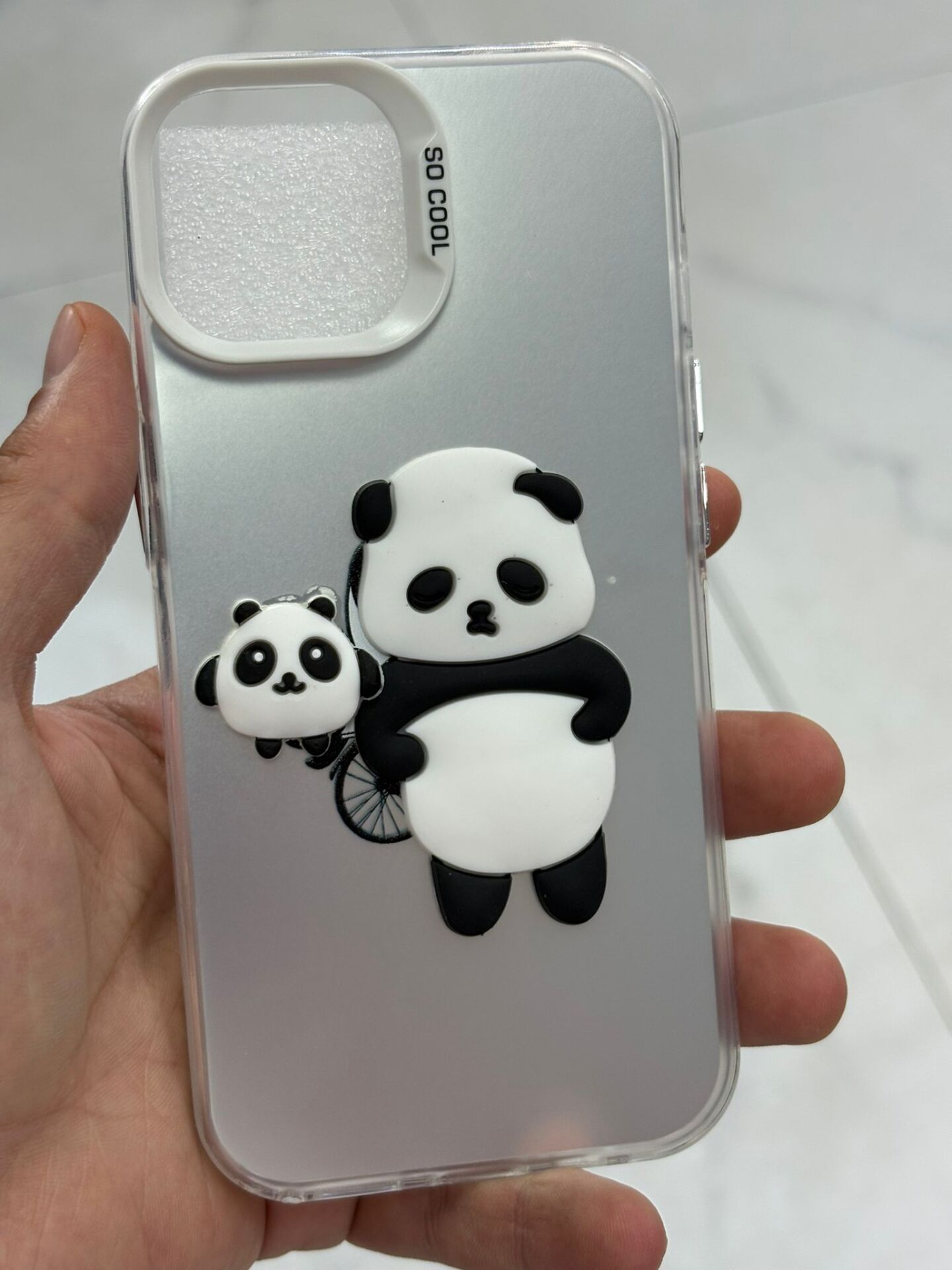 iPhone 15 Uyumlu  Ayıcık 3D Baskılı  Mat Gri Kapak
